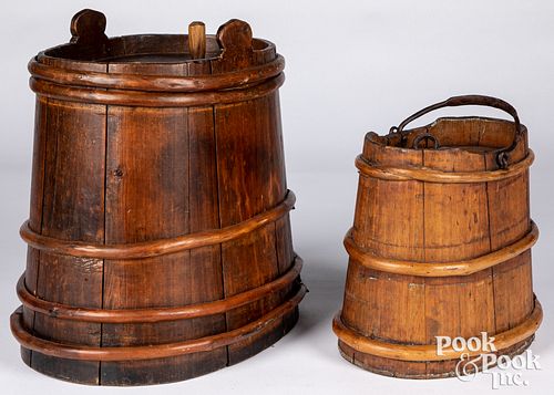 TWO SCANDINAVIAN WOOD BUCKETS, 19TH
