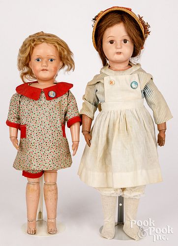 TWO SCHOENHUT PAINTED WOOD DOLLSTwo