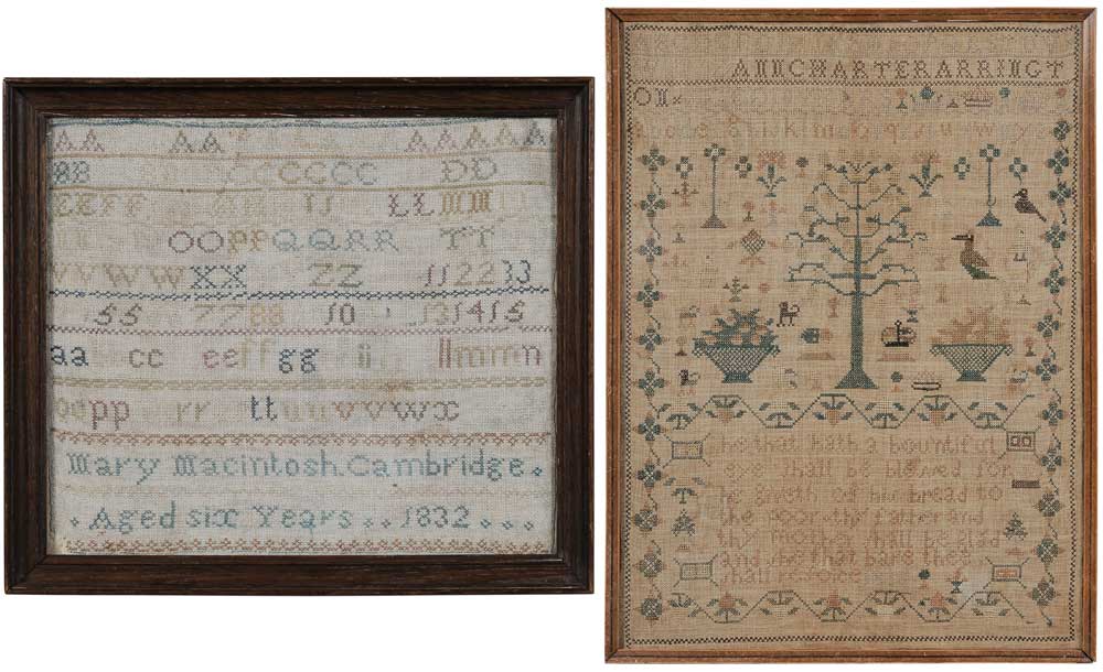 Two Schoolgirl Needleworks one
