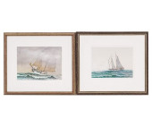 TWO SCHOONER WATERCOLORS<br>Te