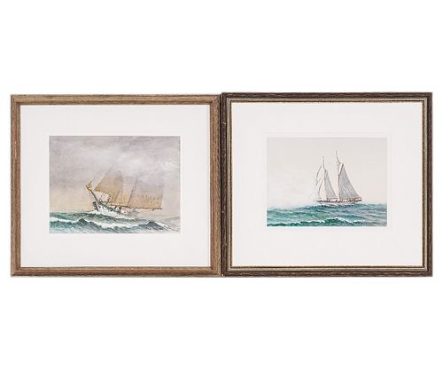 TWO SCHOONER WATERCOLORSTed Hanks