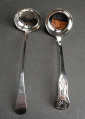 TWO SCOTTISH SILVER SAUCE LADL