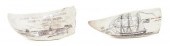 Two Scrimshaw Whale's Teeth on