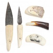 TWO SCRIMSHAWS AND THREE CARVE