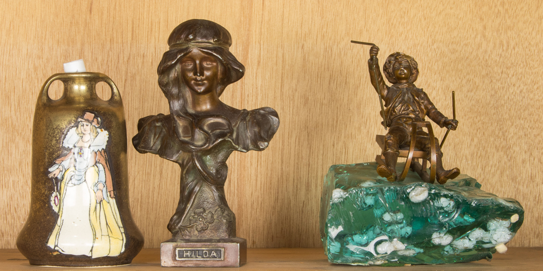TWO SCULPTURES AND A VASE Two