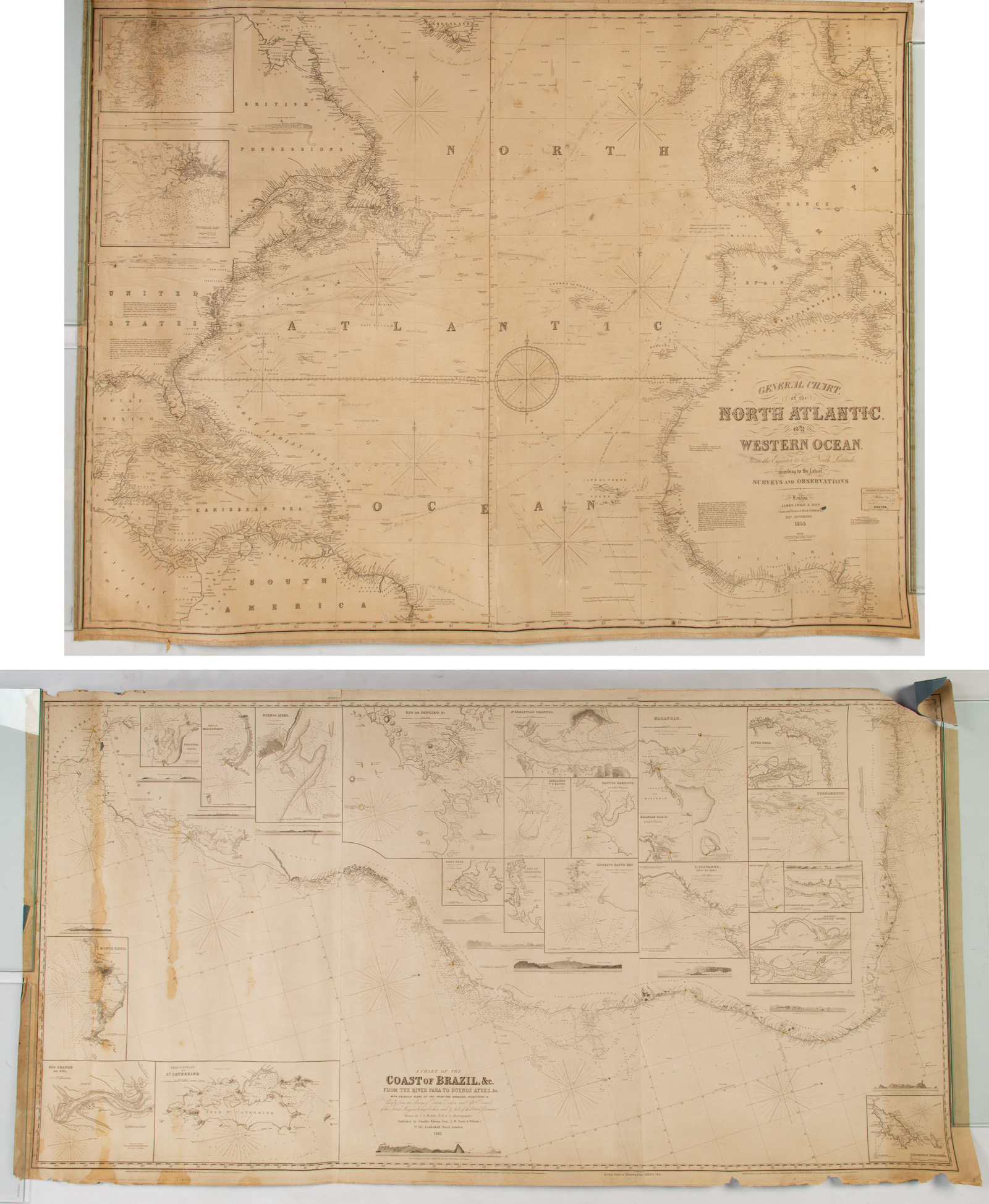 TWO SEA CHARTS Comprising: 1)