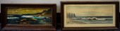 TWO SEASCAPES, OIL ON PANEL BY