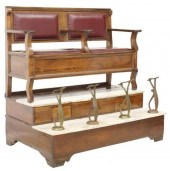 TWO-SEAT OAK & MARBLE SHOE SHI
