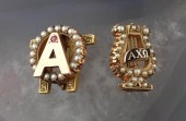 TWO SEED PEARL AND YELLOW GOLD