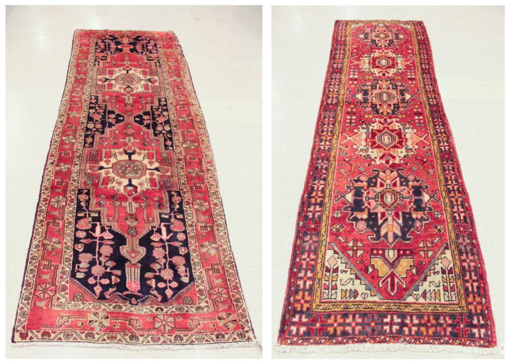 TWO SEMI-ANTIQUE PERSIAN RUNNERS,