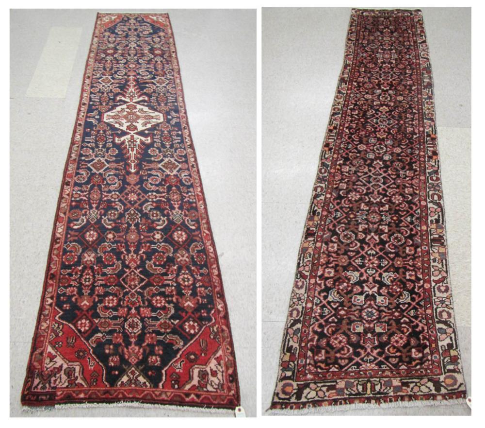TWO SEMI-ANTIQUE PERSIAN RUNNERS,