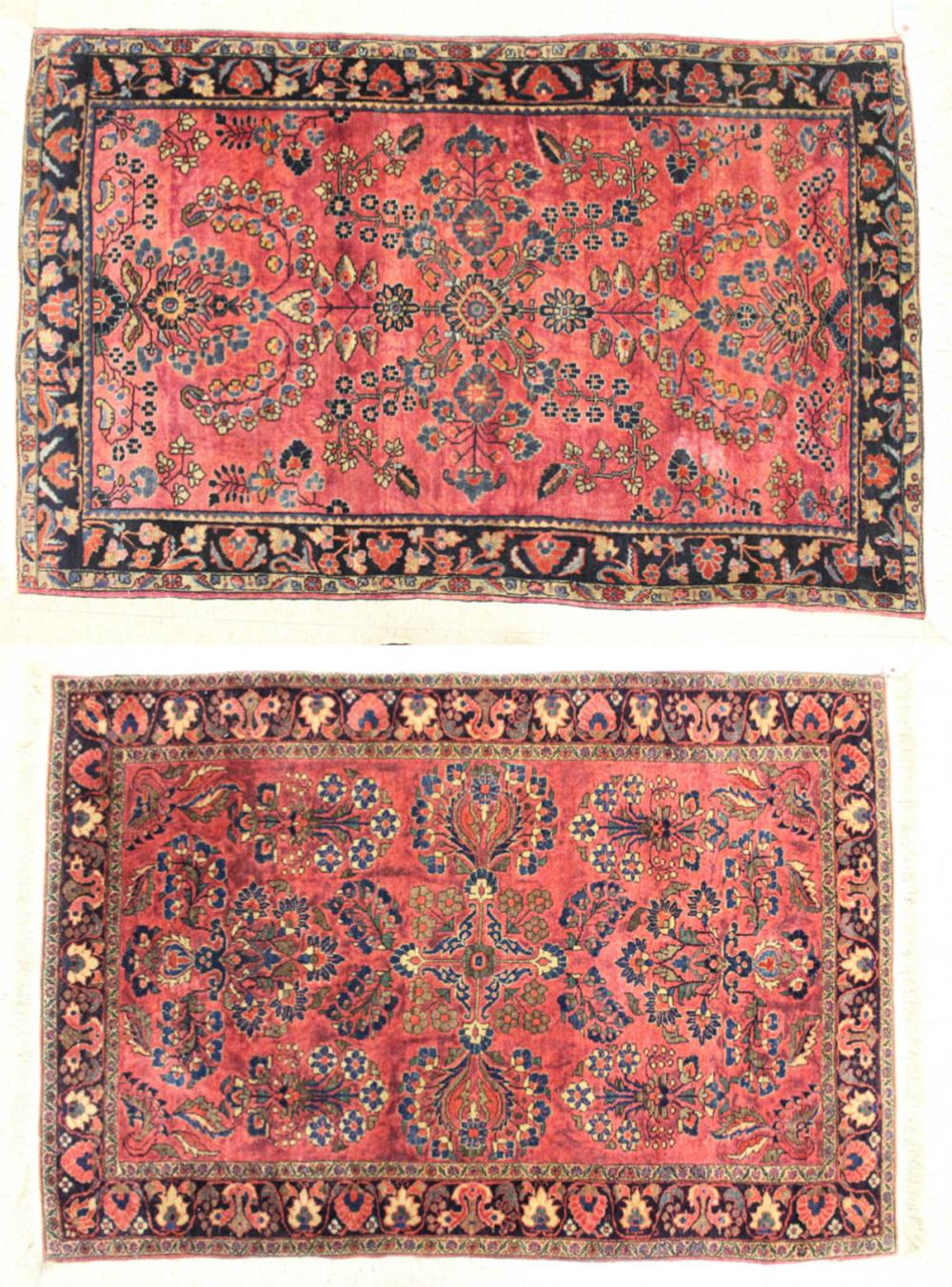 TWO SEMI-ANTIQUE PERSIAN SAROUK