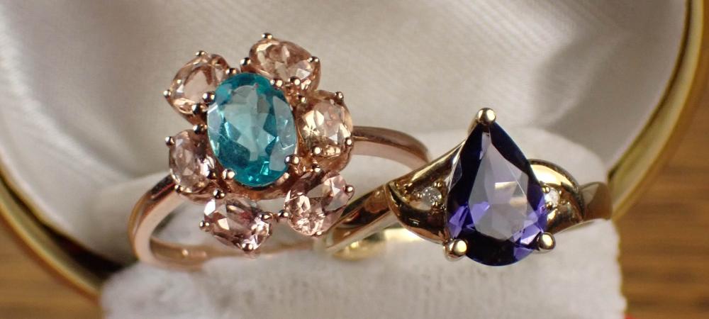 TWO SEMI PRECIOUS GEMSTONE RINGSTWO