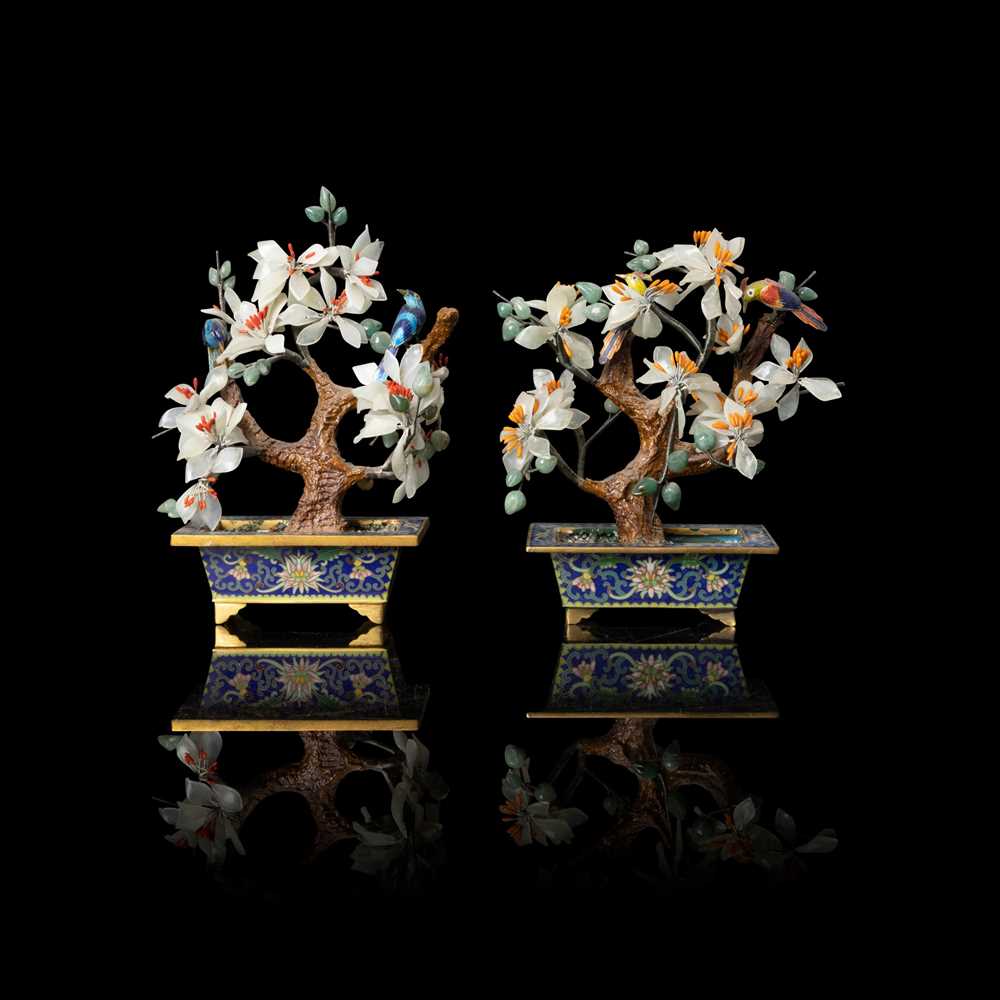 TWO SEMI-PRECIOUS STONES TREES