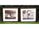 Two sepia tone yachting prints