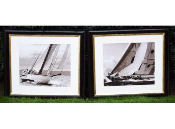 Two sepia tone yachting prints in