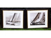 Two sepia tone yachting prints