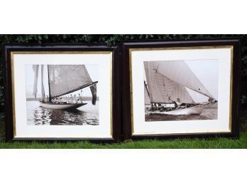 Two sepia tone yachting prints in