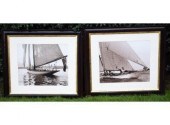 Two sepia tone yachting prints
