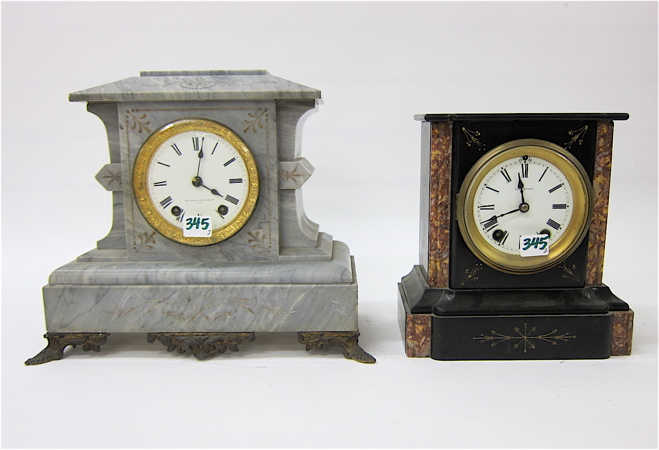 TWO SETH THOMAS MARBLE CASED MANTEL