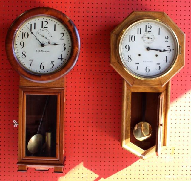 Two Seth Thomas Wood Clocks.From