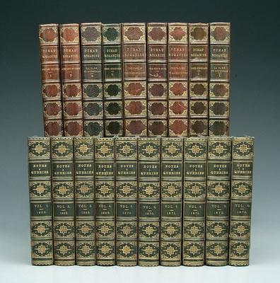 Two sets leather-bound books: