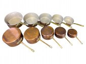 TWO SETS OF 5 FRENCH COPPER PA