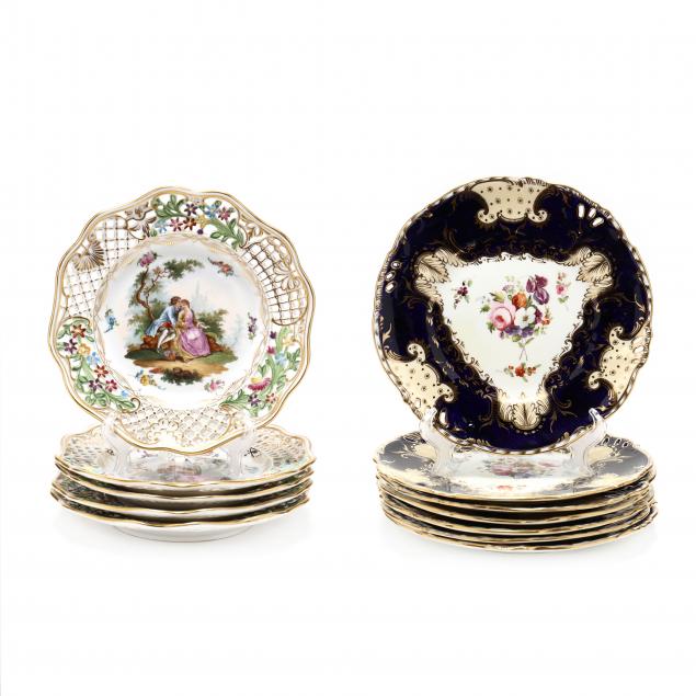 TWO SETS OF ANTIQUE DRESDEN
