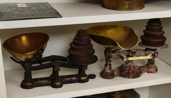 TWO SETS OF ANTIQUE IRON BALANCE