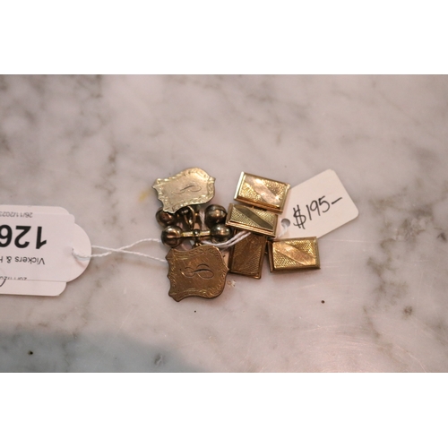 Two sets of cuff links , one 9ct