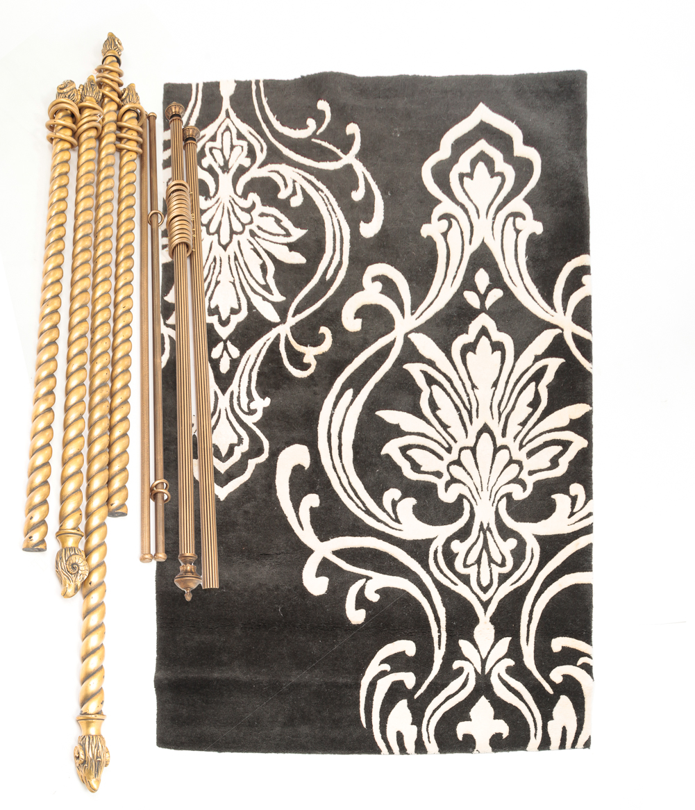 TWO SETS OF CURTAIN RODS AND AREA