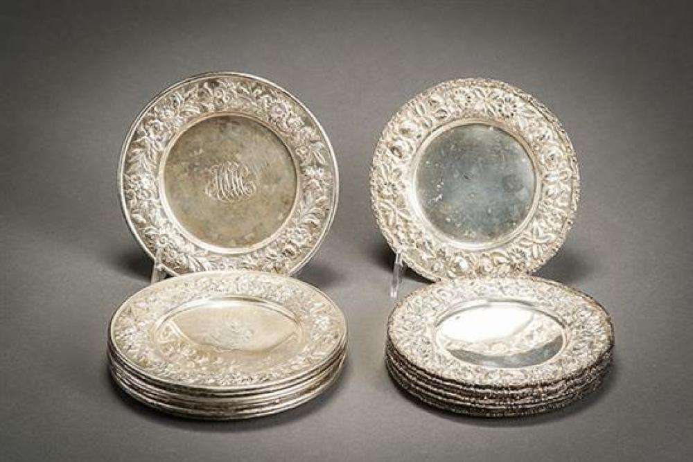TWO SETS OF EIGHT AMERICAN REPOUSSé