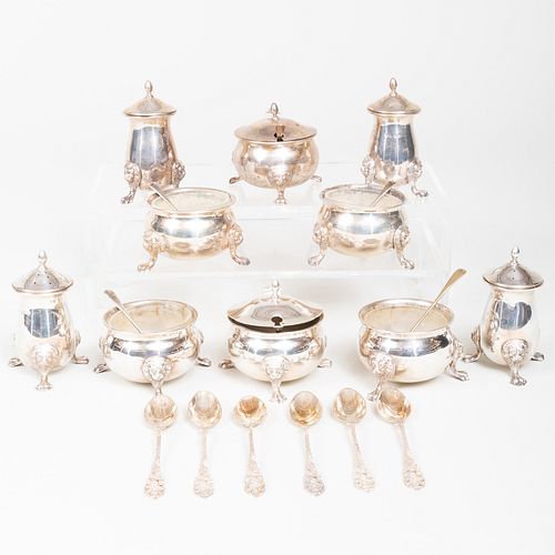 TWO SETS OF ENGLISH CONDIMENT WARES