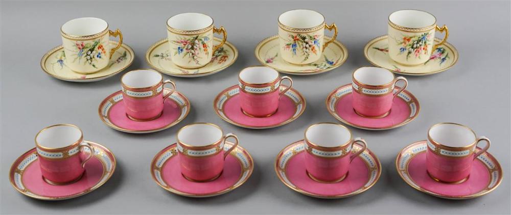 TWO SETS OF ENGLISH CUPS AND
