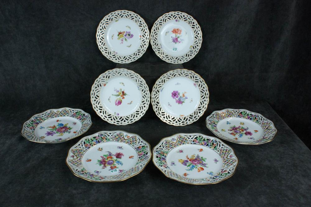 TWO SETS OF FOUR RETICULATED