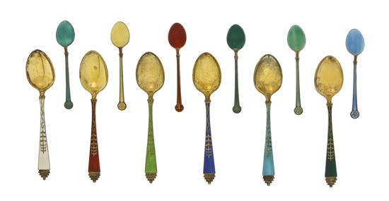 Two Sets of Six Norwegian Gilt