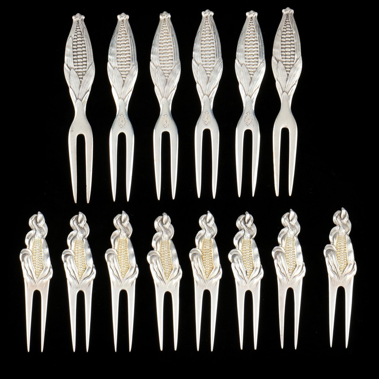 TWO SETS OF STERLING SILVER CORN