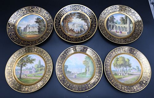 TWO SETS OF THREE SEVRES