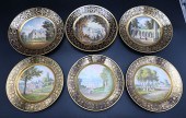 TWO SETS OF THREE SEVRES PORCE