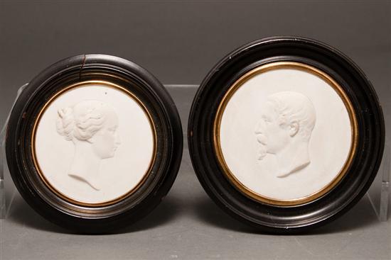 Two Sevres bisque relief portrait