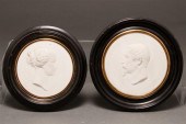 Two Sevres bisque relief portr