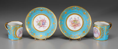 Two Sevres cups and saucers: cup,