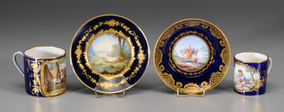Two Sevres cups and saucers: cup,