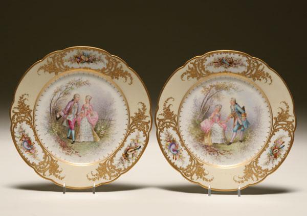 Two Sevres hand painted and gilt