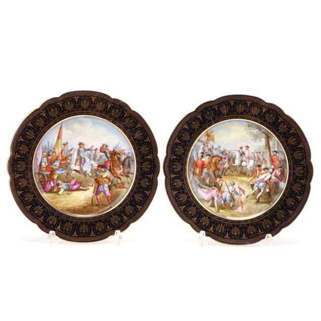 TWO SEVRES HAND-PAINTED BATTLE