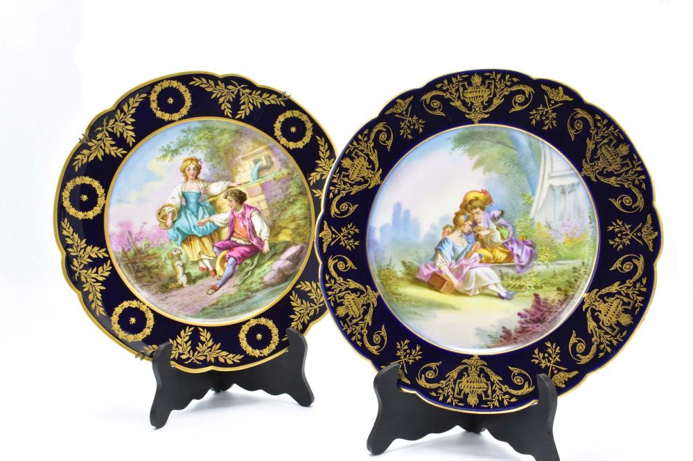 TWO SEVRES PAINTED PORCELAIN