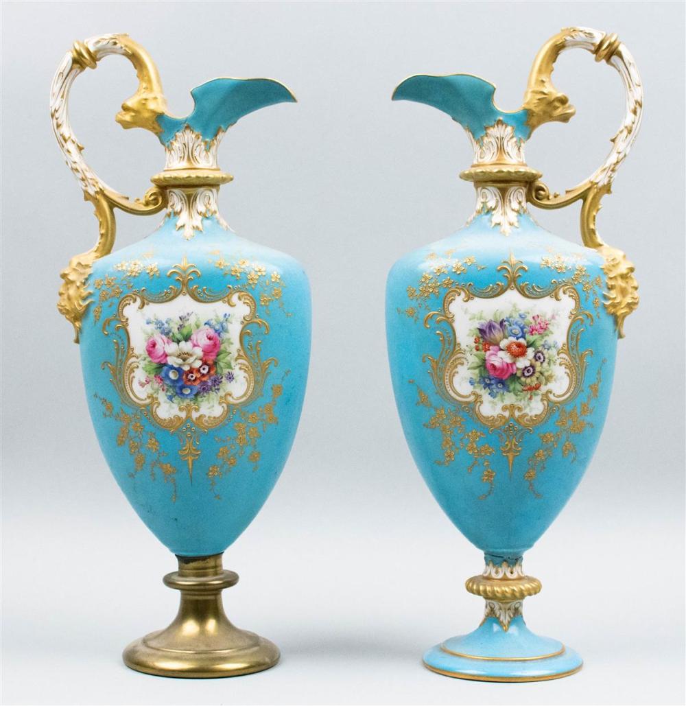 TWO SEVRES STYLE PORCELAIN EWERSTWO