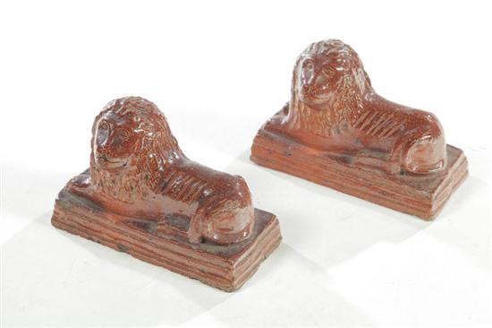 TWO SEWERTILE LIONS.  American 