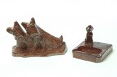 TWO SEWERTILE PIECES WITH DOGS