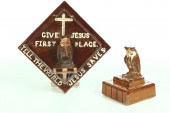 TWO SEWERTILE PIECES WITH OWLS